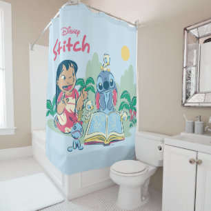 Lilo & Stitch   Reading the Ugly Duckling Shower Curtain