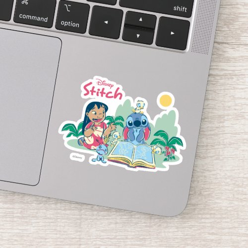 Lilo  Stitch  Reading the Ugly Duckling Sticker