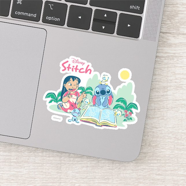 Lilo & Stitch | Reading the Ugly Duckling Sticker (Detail)