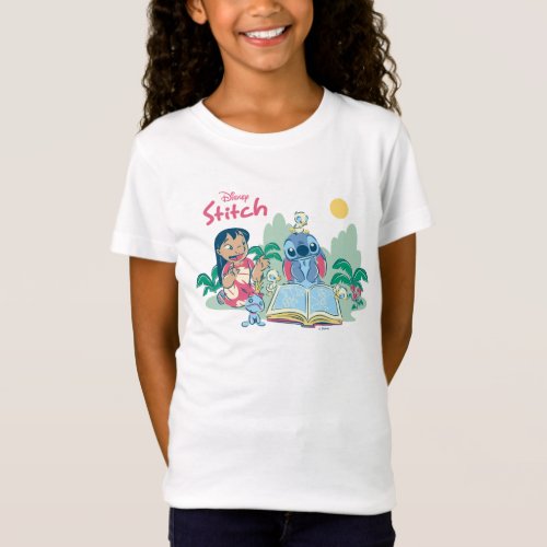 Lilo  Stitch  Reading the Ugly Duckling T_Shirt