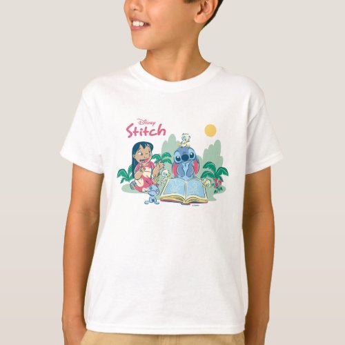 Lilo  Stitch  Reading the Ugly Duckling T_Shirt