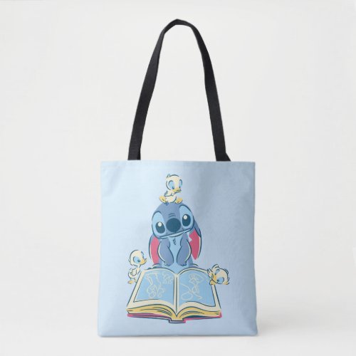 Lilo  Stitch  Reading the Ugly Duckling Tote Bag