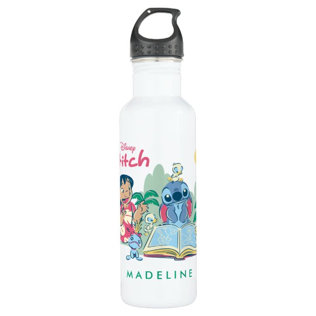 Lilo & Stitch | Reading the Ugly Duckling Water Bottle (Front)
