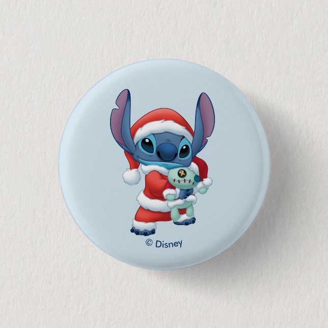 Lilo & Stitch | Santa Claus Stitch Button (Front)