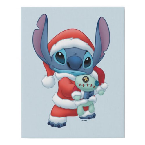 Lilo  Stitch  Santa Claus Stitch Faux Canvas Print
