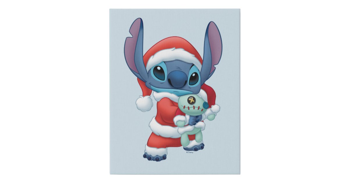 Lilo & Stitch | Santa Claus Stitch Faux Canvas Print | Zazzle