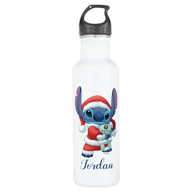 Lilo & Stitch | Santa Claus Stitch Stainless Steel Water Bottle (Front)
