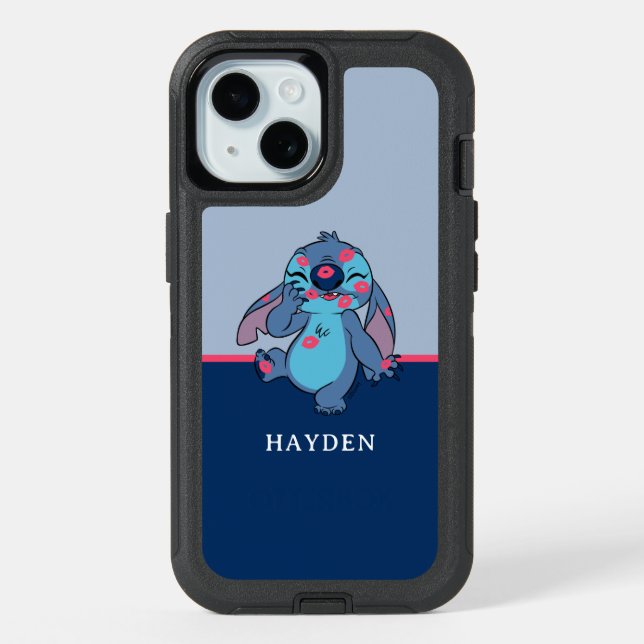 Lilo & Stitch | Stitch Covered in Kisses iPhone 15 Case (Back)