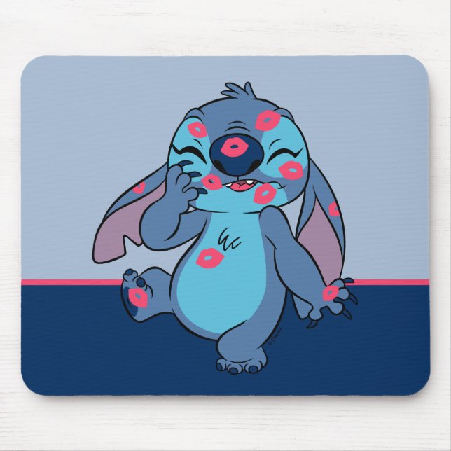 Lilo & Stitch | Stitch Covered in Kisses Mouse Pad (Front)
