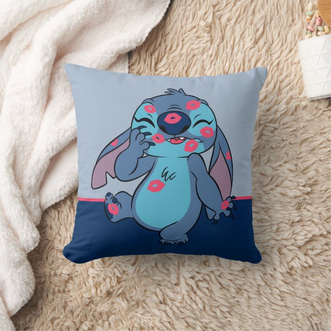 Lilo & Stitch | Stitch Covered in Kisses Throw Pillow (Blanket)