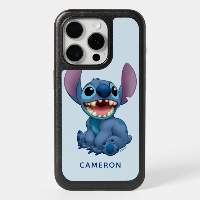 Lilo & Stitch | Stitch Excited - Add Your Name iPhone 15 Pro Case (Back)