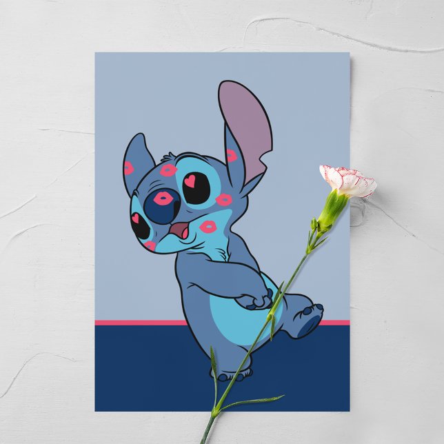 Lilo & Stitch | Stitch Valentine Kisses Postcard (Card with flower)