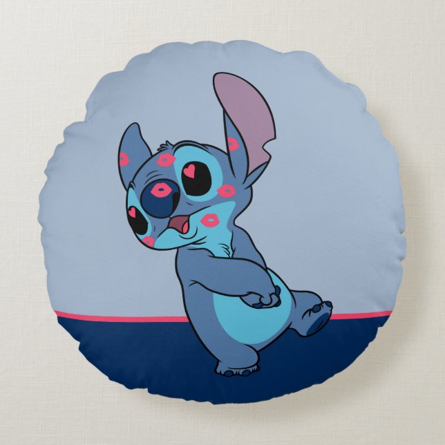 Lilo & Stitch | Stitch Valentine Kisses Round Pillow (Front)