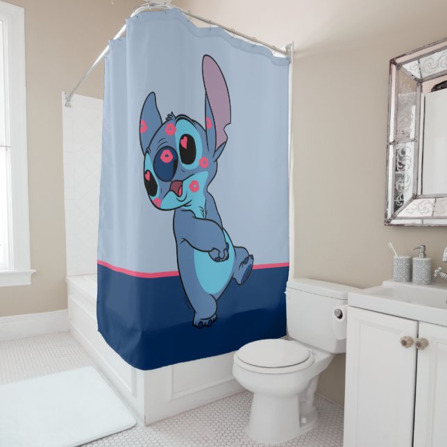 Lilo & Stitch | Stitch Valentine Kisses Shower Curtain (In Situ)