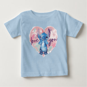 Lilo & Stitch   Stitch Watercolor Valentine Heart Baby T-Shirt