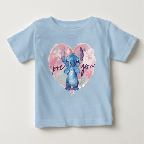 Lilo  Stitch  Stitch Watercolor Valentine Heart Baby T_Shirt