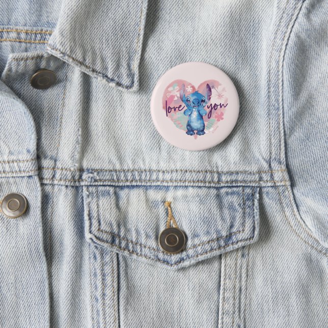 Lilo & Stitch | Stitch Watercolor Valentine Heart Button (In Situ)