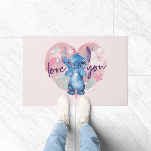 Lilo & Stitch Stitch Watercolor Valentine Heart Doormat