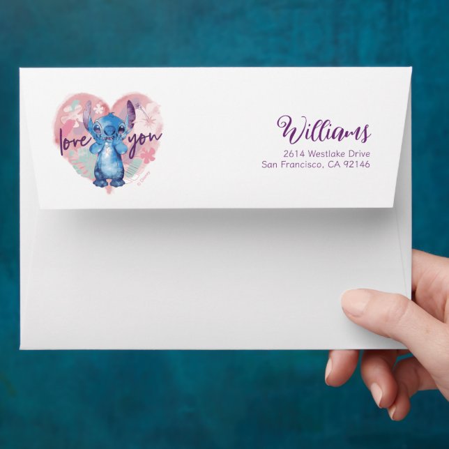 Lilo & Stitch | Stitch Watercolor Valentine Heart Envelope (Hand)