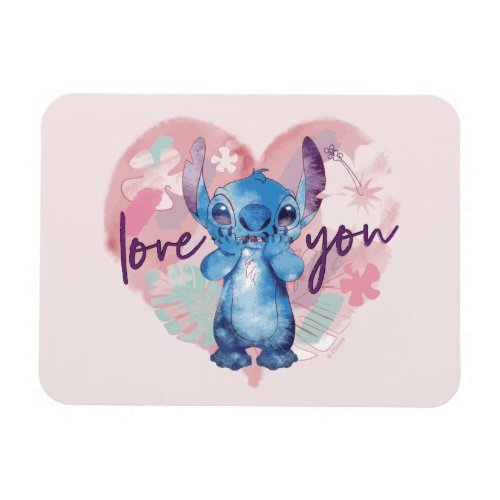 Lilo  Stitch  Stitch Watercolor Valentine Heart Magnet