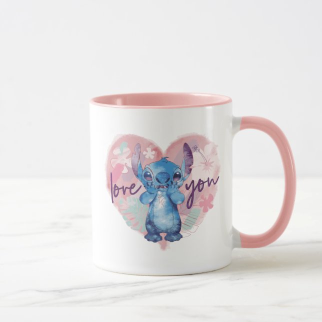 Lilo & Stitch | Stitch Watercolor Valentine Heart Mug (Right)