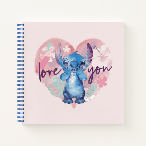 Lilo  Stitch  Stitch Watercolor Valentine Heart Notebook