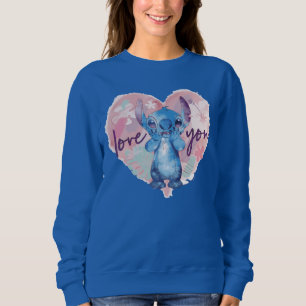 Lilo & Stitch   Stitch Watercolor Valentine Heart Sweatshirt