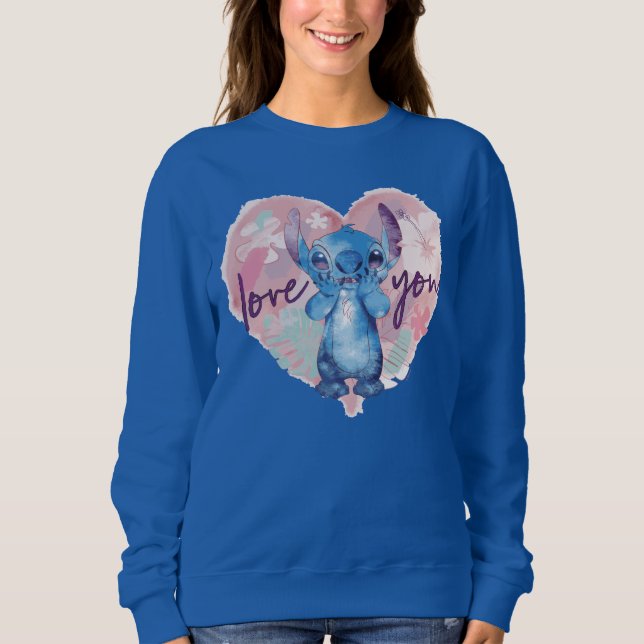Lilo & Stitch | Stitch Watercolor Valentine Heart Sweatshirt (Front)