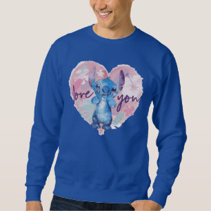 Lilo & Stitch Stitch Watercolor Valentine Heart Sweatshirt