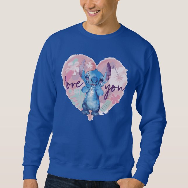 Lilo & Stitch | Stitch Watercolor Valentine Heart Sweatshirt (Front)