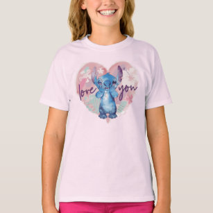 Lilo & Stitch   Stitch Watercolor Valentine Heart T-Shirt