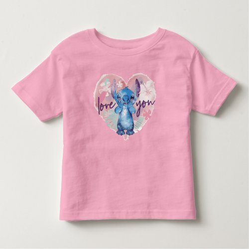 Lilo  Stitch  Stitch Watercolor Valentine Heart Toddler T_shirt