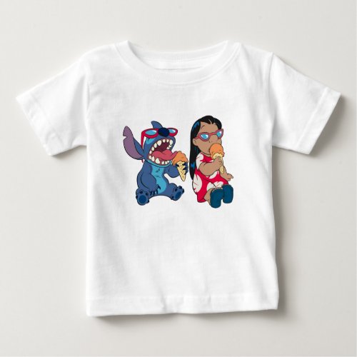 Lilo  Stitchs Lilo and Stitch Eating Ice Cream Baby T_Shirt