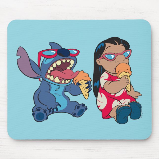 Lilo & Stitch's Lilo and Stitch Eating Ice Cream Mouse Pad (Front)