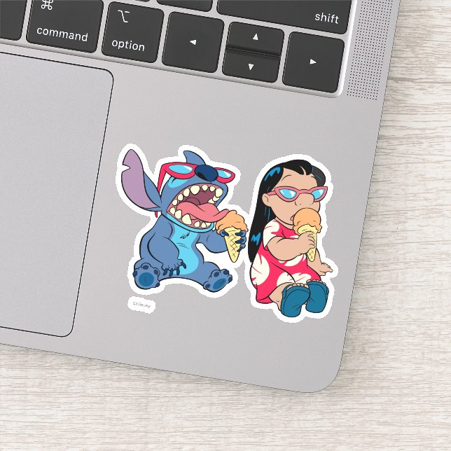 Lilo & Stitch's Lilo and Stitch Eating Ice Cream Sticker (Detail)