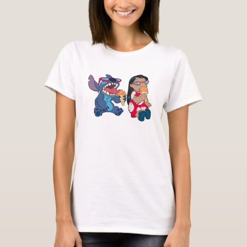 Lilo  Stitchs Lilo and Stitch Eating Ice Cream T_Shirt