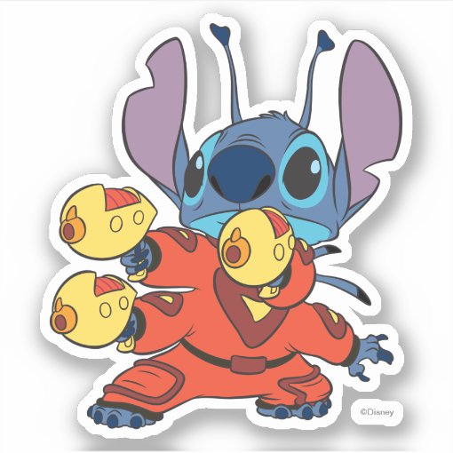 Lilo & Stitch's Stitch with Ray Guns Sticker | Zazzle