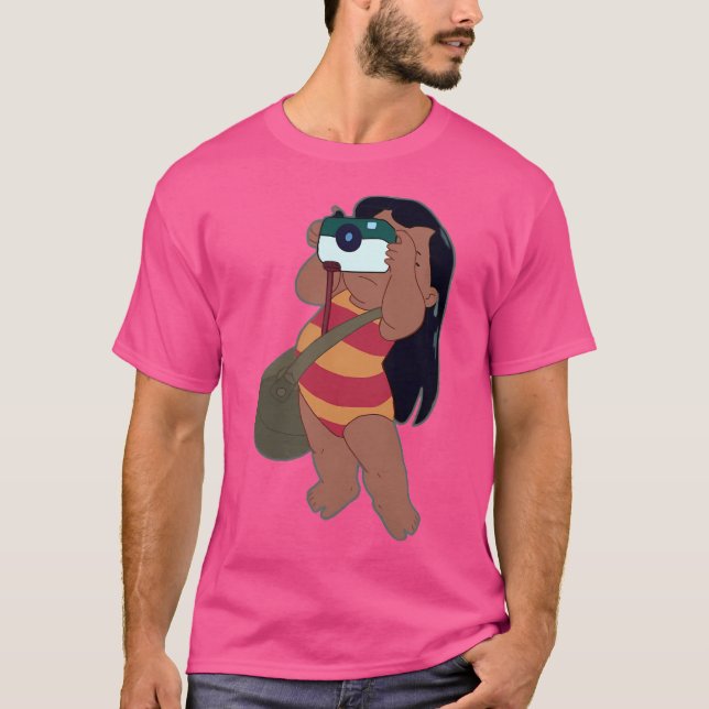 Lilo Taking Pictures At The Beach T-Shirt (Front)