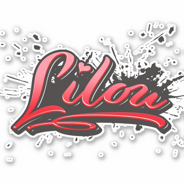 Lilou red Heart Graffiti Sticker Decal (Front)