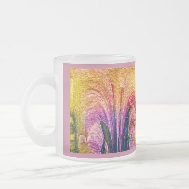 Lily Abstract Burgundy Lily Softened - Enhanced Frosted Glass Coffee Mug (Left)