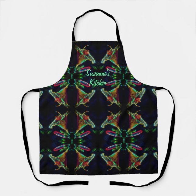Lily Abstract Flower Art Pattern Personalized Apron (Front)