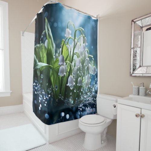 lily after rain sunrise shower curtain