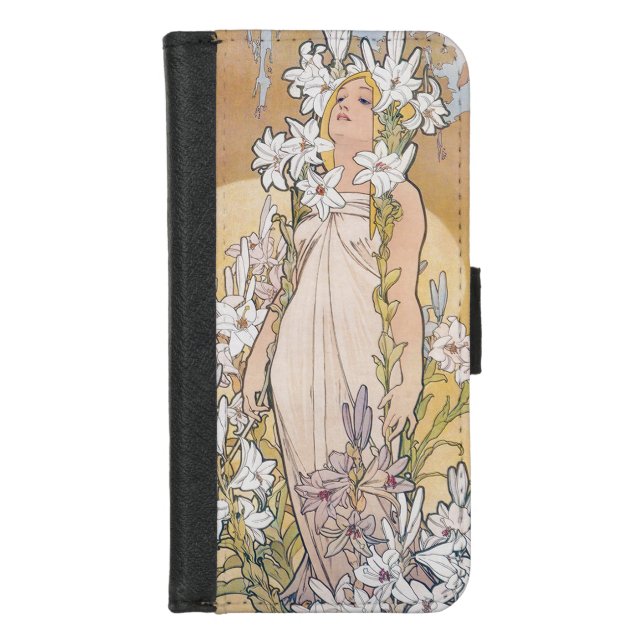 Lily, Alphonse Mucha iPhone Wallet Case (Front)