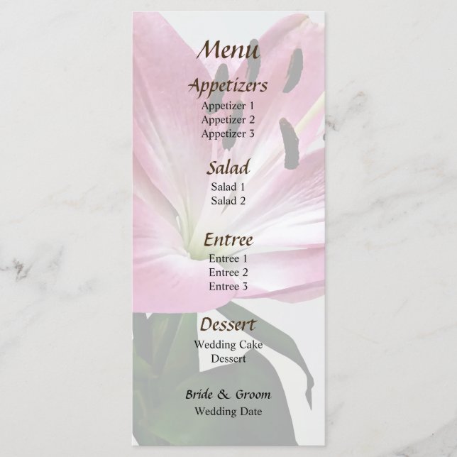 Lily and Bud Wedding Menu (Front)
