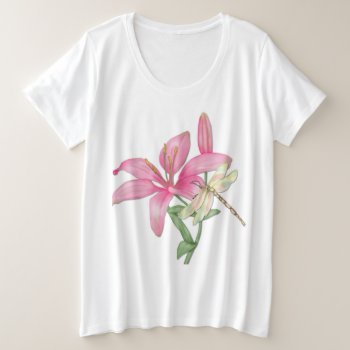 Lily And Dragonfly Plus Size T-shirt by Spice at Zazzle