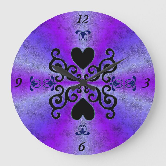 Lily and Heart on Rainbow Large Clock (Front)