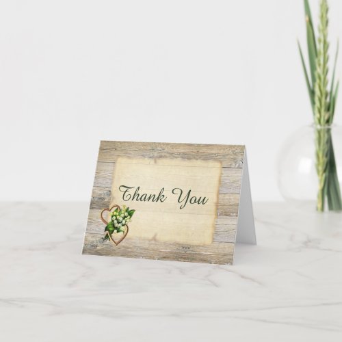 Lily and Hearts Weathered Wood Old Paper Rustic Thank You Card
