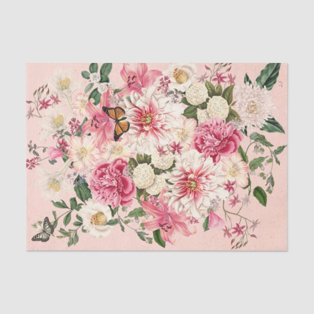 Lily and Peony Pink Garden Vertical Bouquet  Pink Tissue Paper (Front)