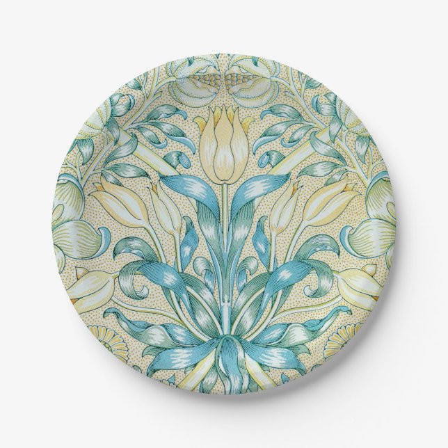 Lily and Pomegranate Vintage Floral Paper Plates (Front)