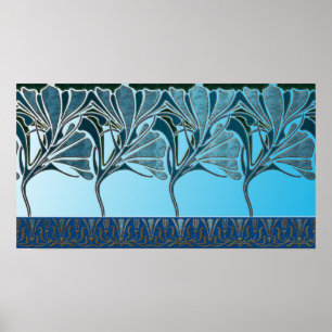 LILY, ART NOUVEAU FLORAL: GRECIAN SEA POSTER
